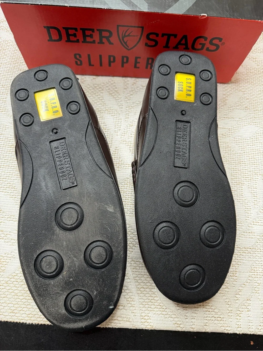 Deer Stags Dark Brown Faux-Leather Moccasin Slippers